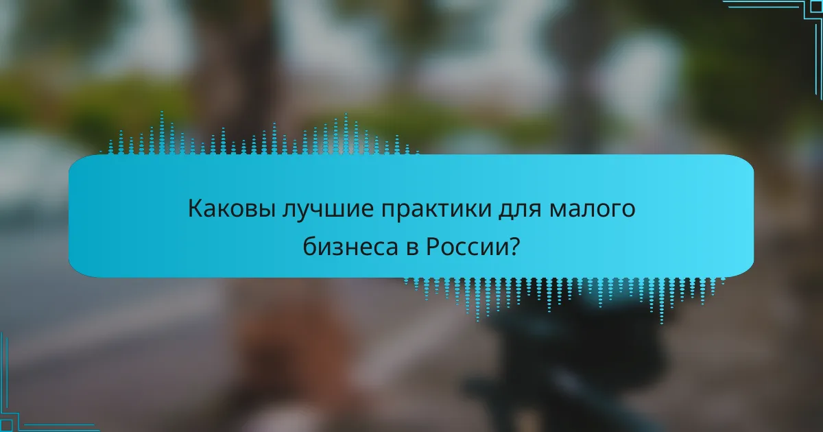Каковы лучшие практики для малого бизнеса в России?